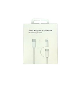 Cabo 2 em 1 USB-C Lightning e Tipo-C 60W