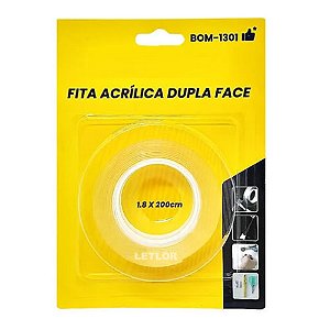 Fita Acrílica Dupla Face Transparente 12 / 1,8 cmx 200cm