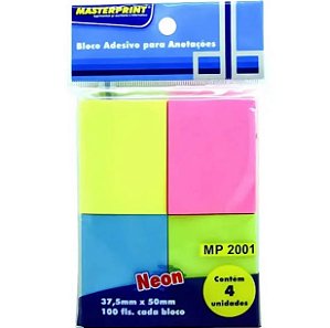 Bloco Adesivo Neon 37,5x50mm 400 Folhas - Masterprint
