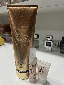 COMBO VICTORIAS SECRET SHIMMER BARE VANILLA HIDRATANTE 10ML + SPLASH 15ML