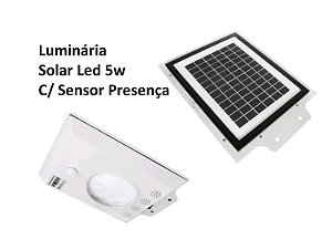 Luminária Solar Led 5w com Sensor Presença