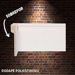 Rodapé para Sobrepor, Poliestireno c/ Friso Branco 12cm Sensofloor