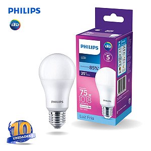 10 Lâmpadas Led Bulbo Philips 11w 6500K Bivolt Philips