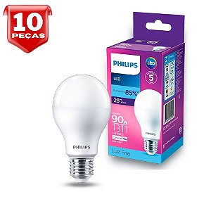 Kit 10 Lâmpadas Led 13w=90w Philips Bivolt Branco Frio Bulbo