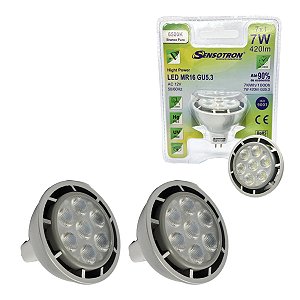 Kit 3 Lâmpadas Led Dicroica 7w Mr16 Ac 12v Gu5.3 Branco Frio