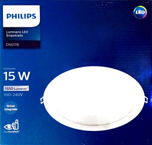 Painel de Led Redondo Embutir 15W Branco Quente Bivolt PHILIPS