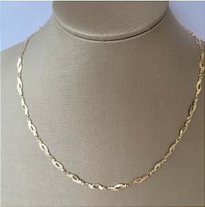 COLAR CHOKER CORRENTE DESIGN MODERNO BANHADO A OURO 18K