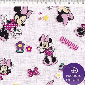 Tricoline Personagem Minnie com Textura, 100% Algodão, Unid. 50cm x 1,50mt