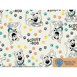 Tricoline Personagem Scooby Doo Patinhas Fundo Claro, 100% Algodão, Unid. 50cm x 1,50mt