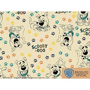 Tricoline Personagem Scooby Doo Patinhas Fundo Bege, 100% Algodão, Unid. 50cm x 1,50mt