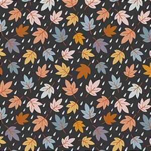 Tricoline Mini Fall Leaves, 100% Algodão, 50cm x 1,50mt