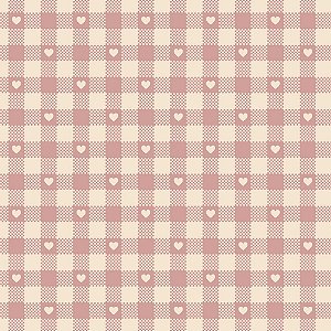 Tricoline Mini Corações no Xadrez Rosé, 50cm x 1,50mt