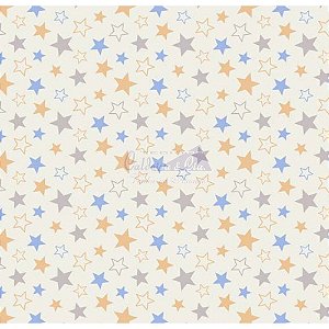 Tricoline Estrelas Star - Cor-10 (Azul com Amarelo), 100% Algodão, Unid. 50cm x 1,50mt