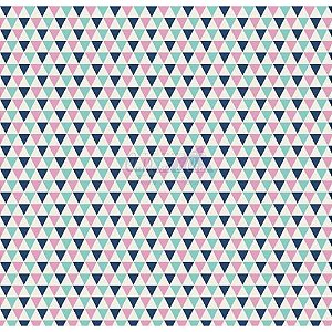 Tricoline Estampado Triângulos Yole - Cor-09 (Marinho, Tiffany e Rosa), 100% Algodão, Unid. 50cm x 1,50mt
