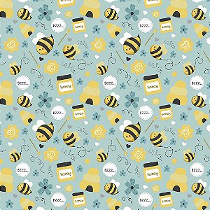 Tecido Tricoline Honey Bee, 100% Algodão, 50cm x 1,50mt