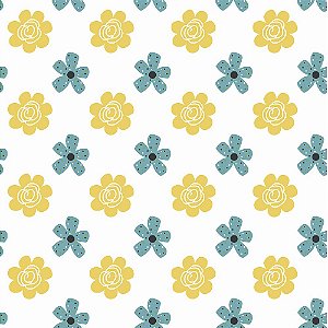 Tecido Tricoline Bee Flower, 100% Algodão, 50cm x 1,50mt