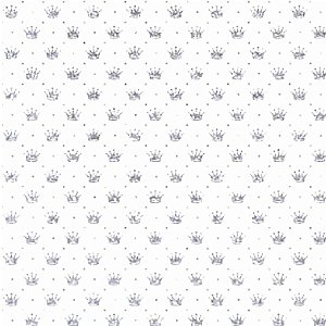 Tricoline Coroa Cinza Fundo Branco, 100%Algod, 50cm x 1,50mt