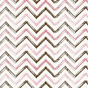 Tricoline Chevron Rosa e Marrom, 100% Algodão, 50cm x 1,50mt