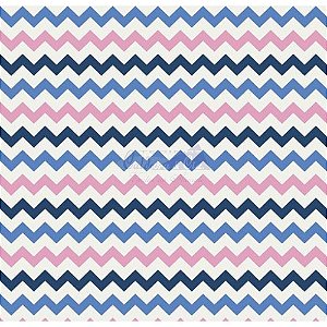 Tricoline Estampado Chevron Zarah - Cor-11 (Rosa com Marinho), 100% Algodão, Unid. 50cm x 1,50mt