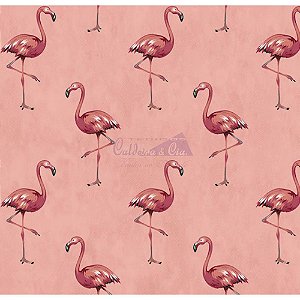 Tricoline Estampado Flamingo - Cor-04 (Salmão), 100% Algodão, Unid. 50cm x 1,50mt