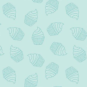 Tricoline Digital Cupcake Fundo Bege, 100% Alg 50cm x 1,50mt