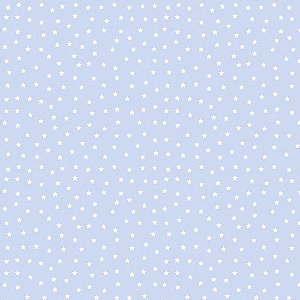 Tricoline Mini Estrelinhas Azul Candy, 100%Alg, 50cm x 1,50m