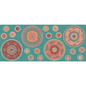 Tricoline Painel Sousplat Kalamkari, 100% Alg. 63cm x 1,50mt