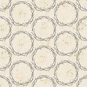 Tricoline Digital Cream Branches Circles, 50cm x 1,50mt