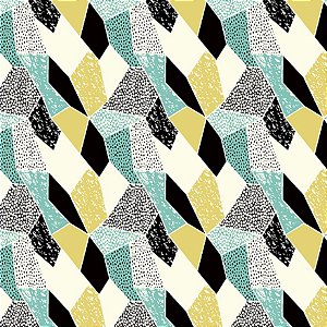 Tricoline Mosaico Dubai Tiffany, 100% Algodão, 50cm x 1,50mt