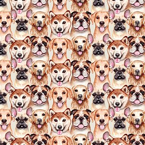 Tricoline Digital Cachorrinhos 100% Algodão, 50cm x 1,50mt