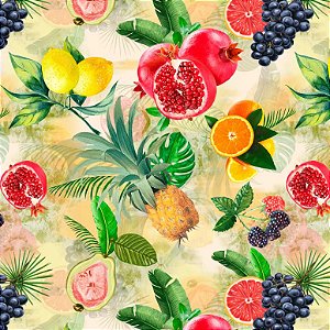Tricoline Digital Frutas Tropicais 100%Algod. 50cm x 1,50mt