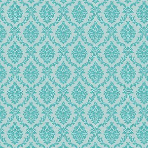 Tricoline Grand Damask Acqua, 100% Algodão, 50cm x 1,50mt