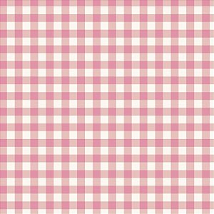 Tricoline Xadrez Rosa Cute, 100% Algodão, 50cm x 1,50mt