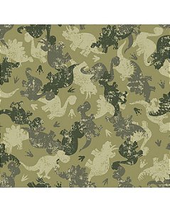 Tricoline Camuflado Dinos (Verde Militar), 100% Algodão 50cm x 1,50mt