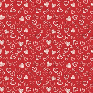 Tricoline Corações Peri Vermelho, 100%Algodão, 50cm x 1,50m
