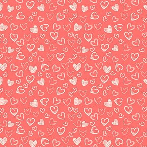 Tricoline Corações Peri Salmão, 100%Algodão, 50cm x 1,50m