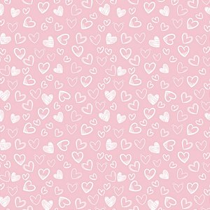 Tricoline Corações Peri Rosa Bebê, 100%Algodão, 50cm x 1,50m