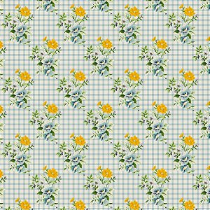 Tricoline Plaid Floral, 100% Algodão, 50cm x 1,50mt