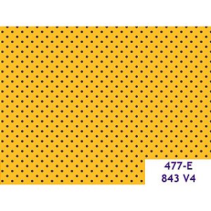 Tricoline Poá Ibi Marrom Fundo Amarelo, 50cm x 1,50mt