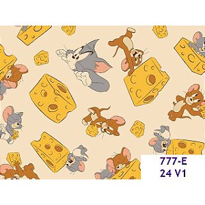 Tricoline Personagem Tom e Jerry Queijos 50cm x 1,50mt