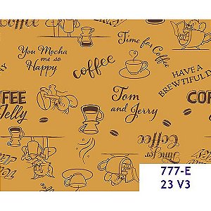 Tricoline Personagem Tom e Jerry Coffee Mostard 50cm x 1,50m