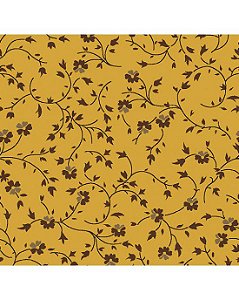 Tricoline Floral Lívia (Amarelo) 100%  Algodão 50cm x 1,50mt