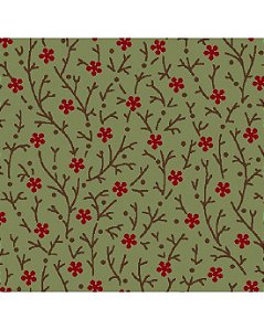 Tricoline Floral Lara (Verde) 100%  Algodão 50cm x 1,50mt