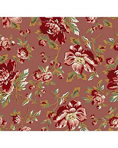 Tricoline Floral Anne (Rosê) 100%  Algodão 50cm x 1,50mt