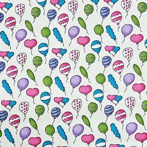 Tricoline Mini Balões Fundo Claro, 100%Algodão, 50cm x 1,50m