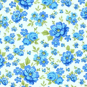 Tricoline Estampado Floral Azul 100%Algodão 50cm x 1,50m