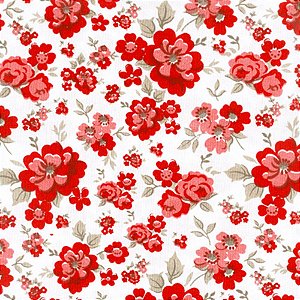 Tricoline Estampado Floral Vermelho 100%Algodão 50cm x 1,50m