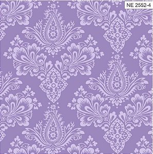 Tricoline Romantique Adamascado Lilás 100%Alg, 50cm x 1,50mt