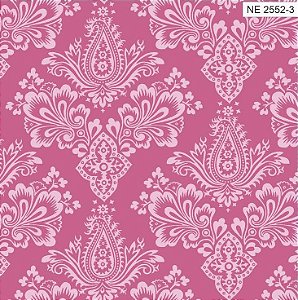 Tricoline Romantique Adamascado Rosa 100% Alg, 50cm x 1,50mt