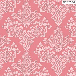 Tricoline Romantique Adamascado Coral 100%Alg, 50cm x 1,50mt